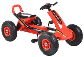 Kart cu pedale pentru copii NOVOKIDS® Drift Air Kart PRO, Roti gonflabile din cauciuc, 2-5 ani, Maxim 30 kg, Carena, Structura metalica, Rosu