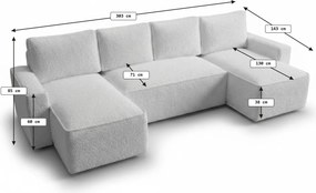 Canapea extensibila in forma de U SMART BOUCLE, gri-bej, 303x143 cm