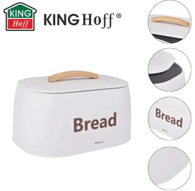 Cutie pentru pâine din metal, 34×24×18.5 cm, albă, Kinghoff KH-1947