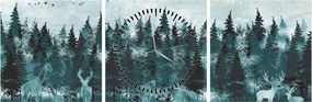 Tablou - Animale din pădure (cu ceas) (90x30 cm)