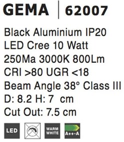 Spot LED incastrabil tavan fals / plafon GEMA negru