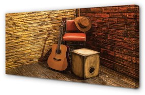 Tablouri canvas Guitar scaun pălărie