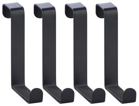 Set 4 carlige pentru uși, Negru, 7,6x6x1,2 cm, WENKO