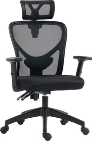Vinsetto Scaun Birou Ergonomic, Scaun Ergonomic cu Suport Lombar si Tetiera, 66x61x106-116cm Negru | Aosom Romania
