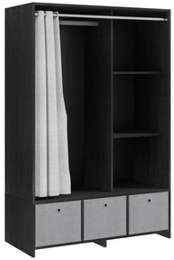 HOMCOM Dulap penderie dulap de depozitare cu tringle cortină 3 nișe și 3 sertare din material textil detașabile 105 x 48 x 160 cm | Aosom Romania
