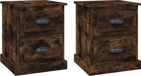 vidaXL Noptiere, 2 buc., stejar afumat, 39x39x47,5 cm, lemn prelucrat