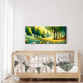 Tablou - Sat în galben-verde (120x50 cm)