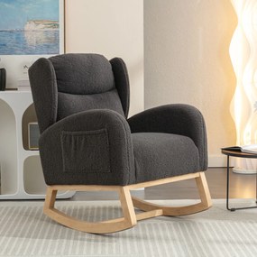 Scaun balansoar modern cu husă din material Teddy, Gri închis | Aosom Romania
