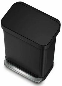 Simplehuman Coș de gunoi dreptunghiular cu pedalăși buzunar pentru saci de 55 l, negru