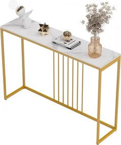MAU8 - Masa Consola 120x30x78 cm, masuta hol, living, dormitor - Auriu-Alb