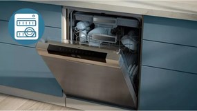 Friteuza dubla cu aer cald Philips NA351/00, 2750 W, 6+3 l, 80-200°C, 1,5 kg, 8 programe, Ecran tactil, Copiere si sincronizare, Negru/Argintiu