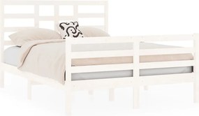 vidaXL Cadru de pat mic dublu, alb, 120x190 cm, lemn masiv