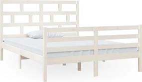vidaXL Cadru de pat King Size, alb, 150x200 cm, lemn masiv