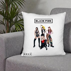 Perna Personalizata K-pop BLACKPINK Fotografie de Grup, 40x40 cm, Alb Pufos, Husa Detasabila, Perna Inclusa, BEKZ®