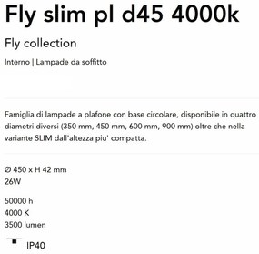 Plafoniera LED moderna Fly slim pl d45 4000k alba