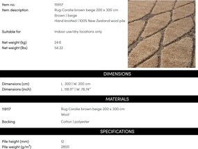 Covor design LUX din lana din Noua Zeelanda, Coralie Maro 300x200cm