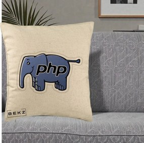 Perna Personalizata PHP Elephant, 40x40 cm, Bej, Husa Detasabila, Perna Inclusa, BEKZ®