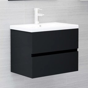 Dulap cu chiuveta incorporata, negru, PAL Negru, 60 x 38.5 x 45 cm