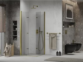 Mexen Lima Duo cabină de duș pliabilă 90 x 90 cm, transparent, auriu - 856-090-090-50-00-02