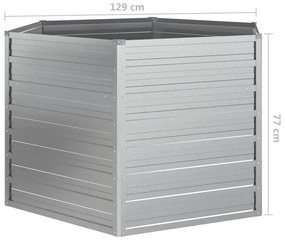 Strat inaltat de gradina argintiu 129x77 cm otel galvanizat 1, Argintiu, 129 x 129 x 77 cm