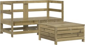 vidaXL Set canapea de grădină, 3 piese, lemn de pin tratat