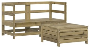 3250755 vidaXL Set canapea de grădină, 3 piese, lemn de pin tratat