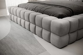 Pat matrimonial gri tapițat cu spațiu de depozitare cu somieră 140x200 cm Dizzle – ELTAP