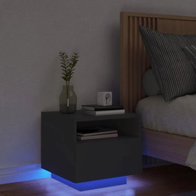 vidaXL Noptieră cu lumini LED, negru, 40x39x37 cm
