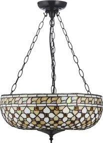 Endon 111882 - Candelabru pe lanț Tiffany MILLE FEUX 3xE27/10W/230V, diam. 45 cm