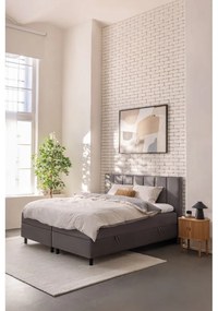 Pat boxspring gri cu spațiu de depozitare 180x200 cm Elva Bold Line – Bonami Selection