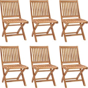 vidaXL Scaune grădină pliabile, 6 buc, lemn masiv tec