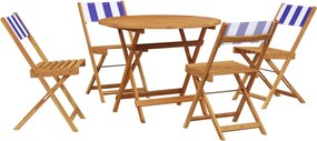 vidaXL Set mobilier de grădină 5 piese textil albastru alb/lemn masiv