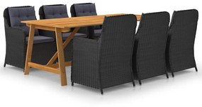 3068826 vidaXL Set mobilier pentru grădină, 7 piese, negru