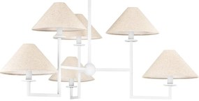 Candelabru 6 brate LUX, Metal, Alb, Abajur In, GLADWYNE