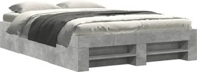 vidaXL Cadru de pat, gri beton, 140x190 cm, lemn prelucrat