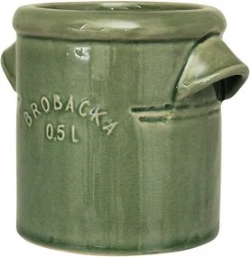 Ghiveci din ceramică glazurată manual 0,5L verde închis, „Brobacka"