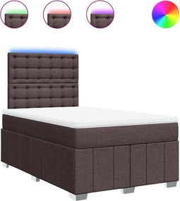 vidaXL Pat box spring cu saltea, maro închis, 120x200 cm, textil