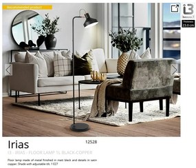 Lampadar/Lampa de podea din metal design moderm Irias negru/cupru
