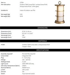 Lampa de masa pentru exterior, Protectie IP44, Kyle L