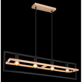 Globo ERICA 15575-4H - lustră pe cablu, 4xE27/40W/230V, negru/bej