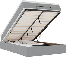 vidaXL Cadru de pat otoman cu saltea țesătură gri deschis 120x190 cm