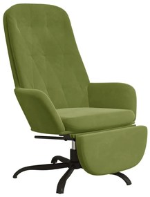 3097644 vidaXL Scaun de relaxare cu taburet, verde deschis, catifea