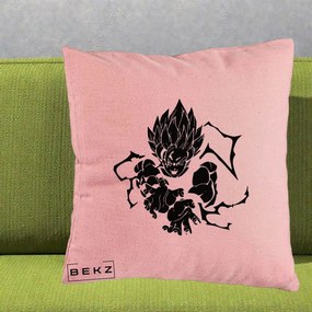 Perna Personalizata Dragon Ball Goku Super Saiyan Silueta, 40x40 cm, Roz, Husa Detasabila, Perna Inclusa, BEKZ®