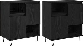 vidaXL Bufet 2 pcs Stejar Negru 60 x 35 x 70 cm