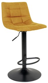 Taburet de bar Middelfart, catifea, galben muștar, picioare negre