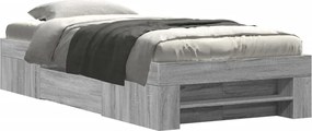 vidaXL Cadru de pat, gri sonoma, 100x200 cm, lemn prelucrat