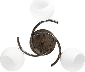Lustra Ramona Wenge cu 3 Abajururi Albe 44cm, Design Modern pentru Sufragerie, corp iluminat elegant cu soclu E27 eficient energetic si durabil