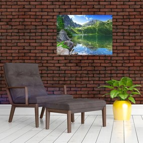 Tablou pe sticlă cu lac în munții Tatra (70x50 cm)