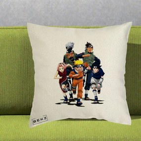 Perna Personalizata Naruto Echipa 7 Kakashi Sensei, 40x40 cm, Ecru, Husa Detasabila, Perna Inclusa, BEKZ®