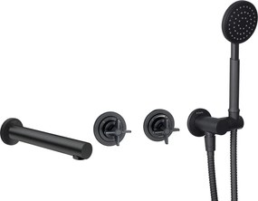 🚿 Set de duș TEMISTO, montare încastrată, cu pipa, finisaj nero – Cod BQT_N18P